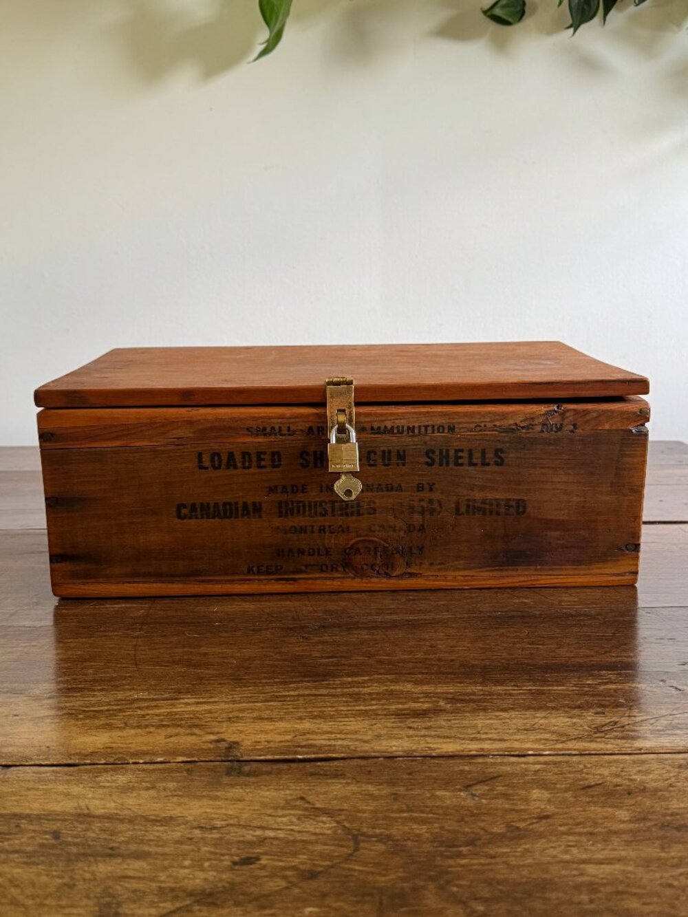 Vintage Repurposed Explosives Crate Storage Box with Key Lock